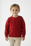 Baby Red Pullover Crew Neck Baby  Cable Sweater Boys and Girls