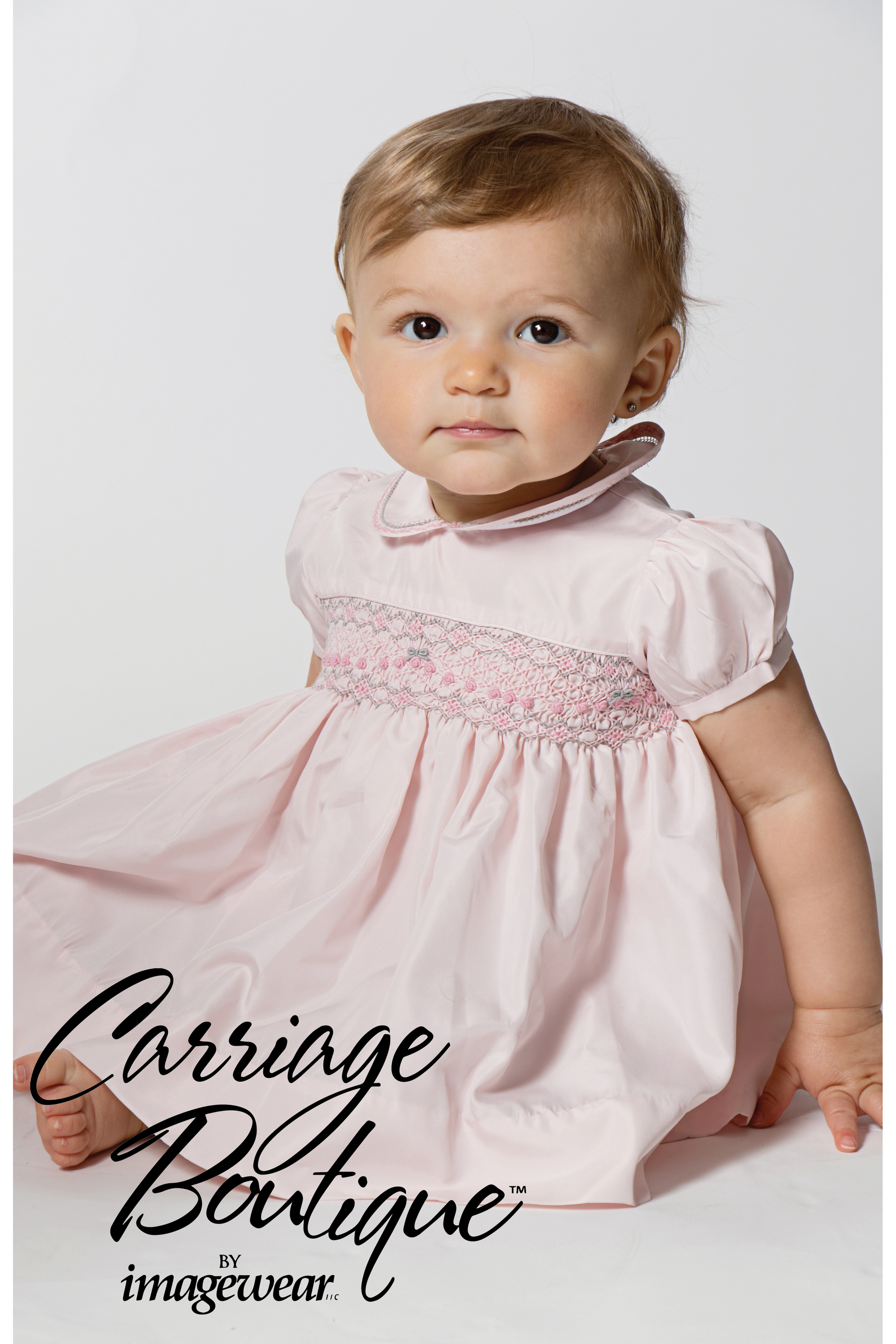 Elegant Taffeta Pink Short Sleeve Baby Girl Dress – Carriage Boutique
