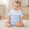 Personalized Baby Boy Blue Monogram Romper – 100% Cotton