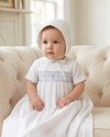Long Bullion Cross Baby Boy Christening Gown with Bonnet