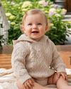 Baby Fisherman knit Sweater Hooded Zip Back