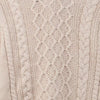 Carriage Boutique beige cotton fisherman knit sweater with intricate cable and diamond pattern texture