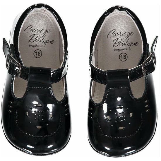 Carriage Boutique Black Soft Sole Baby Girl Shoes