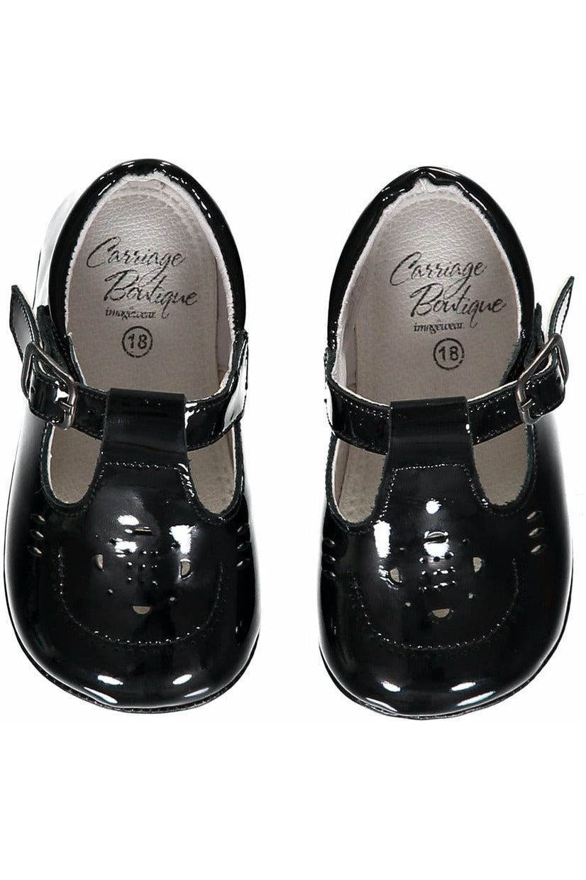 Carriage Boutique Black Soft Sole Baby Girl Shoes