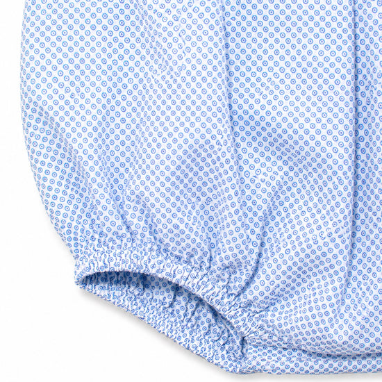 Carriage Boutique baby boy bubble romper in soft blue and white checkered pattern with elastic leg openings