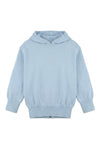 Carriage Boutique Julius Berger blue hooded cotton sweater with a zip back detail for baby boys and girls.