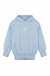 Carriage Boutique blue cotton hooded sweater with monogram embroidery and zip back detail for babies