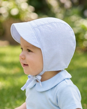 Baby boy Sun Hat Blue Seersucker
