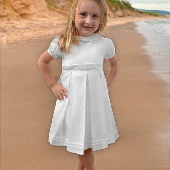 Carriage Boutique Classy Pique Toddler Girl Dress White 2