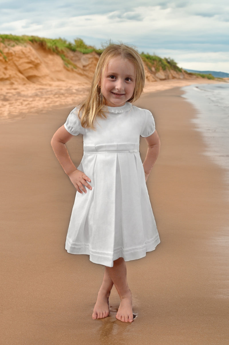 Carriage Boutique Classy Pique Toddler Girl Dress White 2