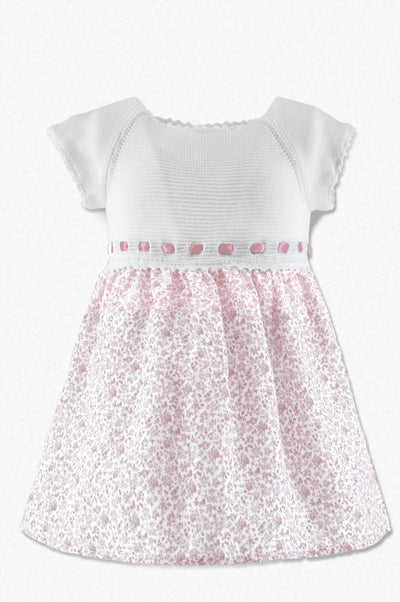 Carriage Boutique Floral Knit Mix Baby Girl Dress Pink