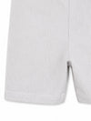 Carriage Boutique gray and white pinstripe cotton bobby suit shorts with hem detail
