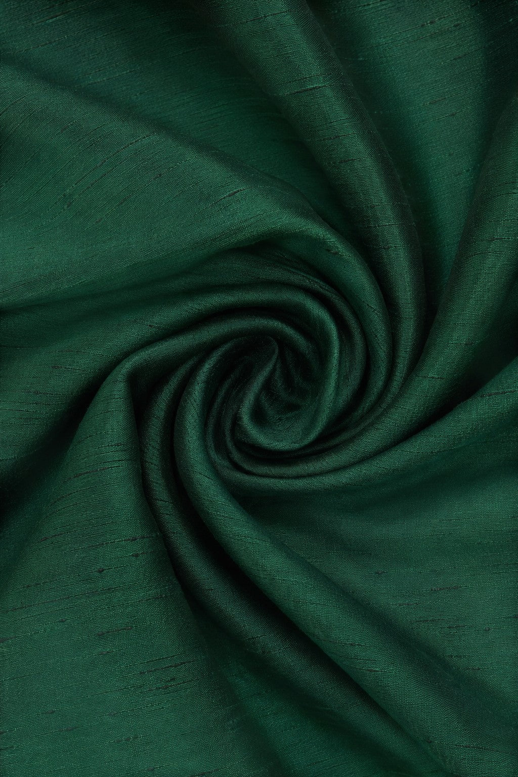 Carriage Boutique dark green silk fabric with a subtle textured finish and elegant swirl drape
