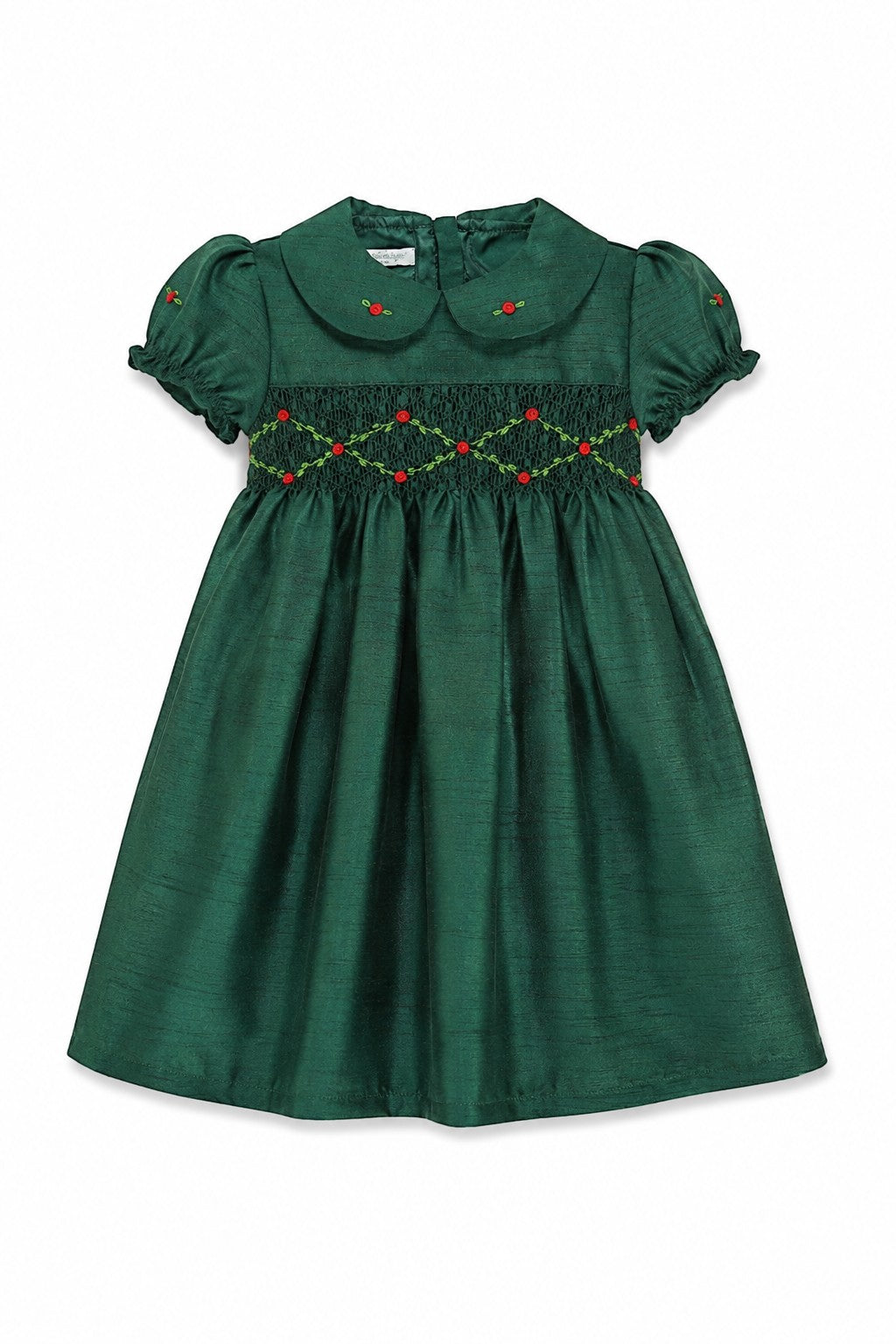 Floral Smocked Green Silk Short Sleeve Toddler Dress – Carriage Boutique