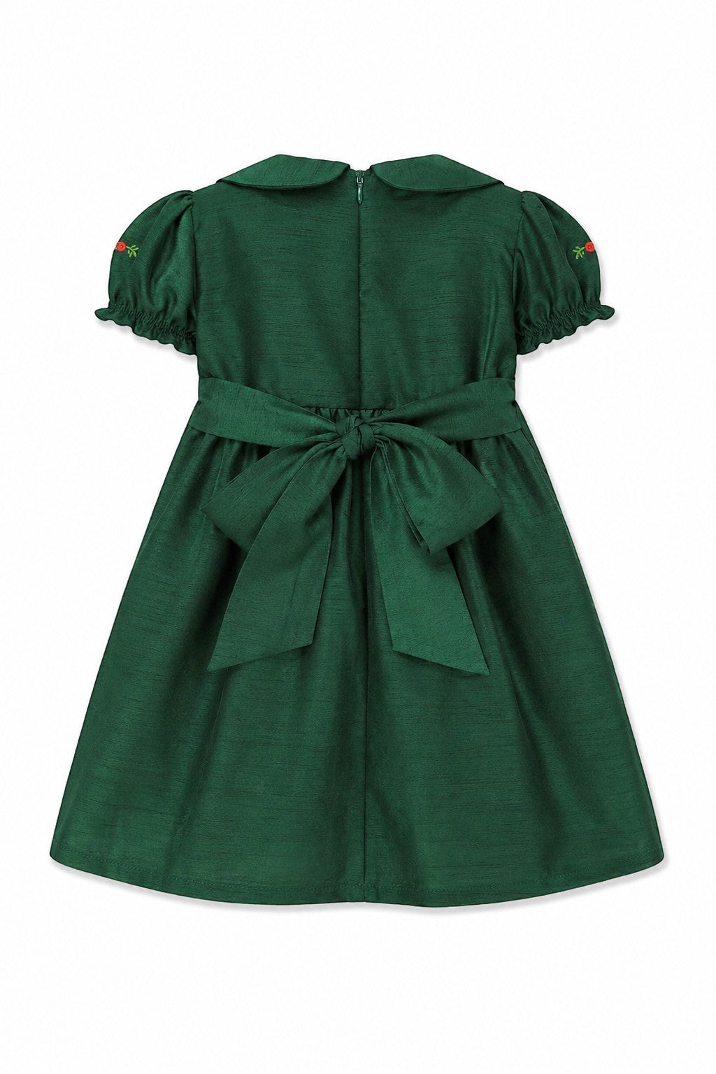 Floral Smocked Green Silk Short Sleeve Toddler Dress – Carriage Boutique