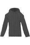 Carriage Boutique dark grey cable-knit baby boy sweater with ribbed cuffs and a convenient zip-back closure.