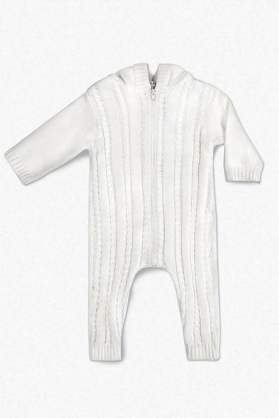 Carriage Boutique Hooded Cable Baby Boy Long Romper 