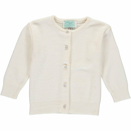 Carriage Boutique Julius Berger ivory baby girl cardigan in soft cotton cashmere blend with button-front closure