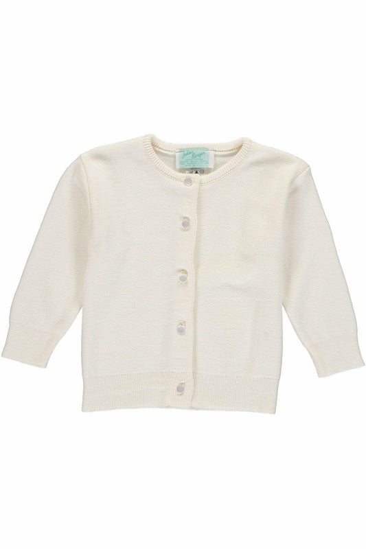 Carriage Boutique Julius Berger ivory baby girl cardigan in soft cotton cashmere blend with button-front closure