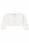 Carriage Boutique Julius Berger white knitted bolero sweater for girls with scalloped edges and long sleeves