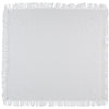 Carriage Boutique Julius Berger white baby blanket with cross embroidery, lace trim, and fringe edges.