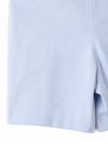 Close-up of the light blue cotton fabric texture on a Carriage Boutique Smocked Sailboats Bobby Suit.