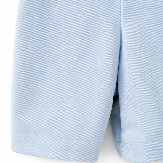 Carriage Boutique light blue cotton shorts from a baby bobby suit featuring a clean tailored finish