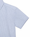 Carriage Boutique infant and toddler boys navy blue check polo shirt with a classic collar and short sleeves