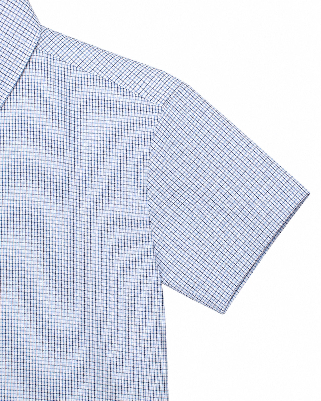 Carriage Boutique infant and toddler boys navy blue check polo shirt with a classic collar and short sleeves