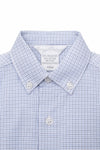 Carriage Boutique infant boys navy blue check polo shirt with button-down collar and soft cotton-blend fabric