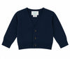 Carriage Boutique navy blue V-neck cotton cardigan for boys with front button closure and ribbed cuffs