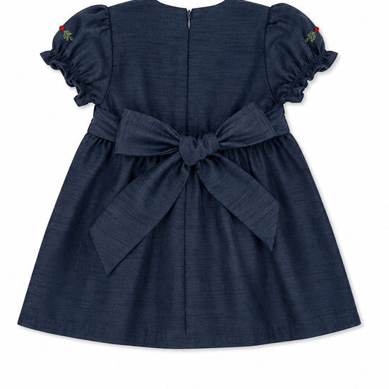 Floral Smocked Silk Navy Short Sleeve Baby Girl Dress – Carriage Boutique