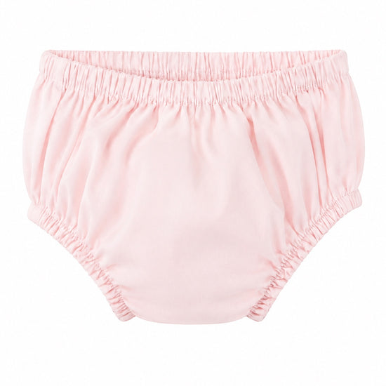 Carriage Boutique classic pink baby girl diaper cover with an elastic waistband and leg openings