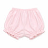 Carriage Boutique light pink cotton baby bloomers with ruffled leg openings on a white background