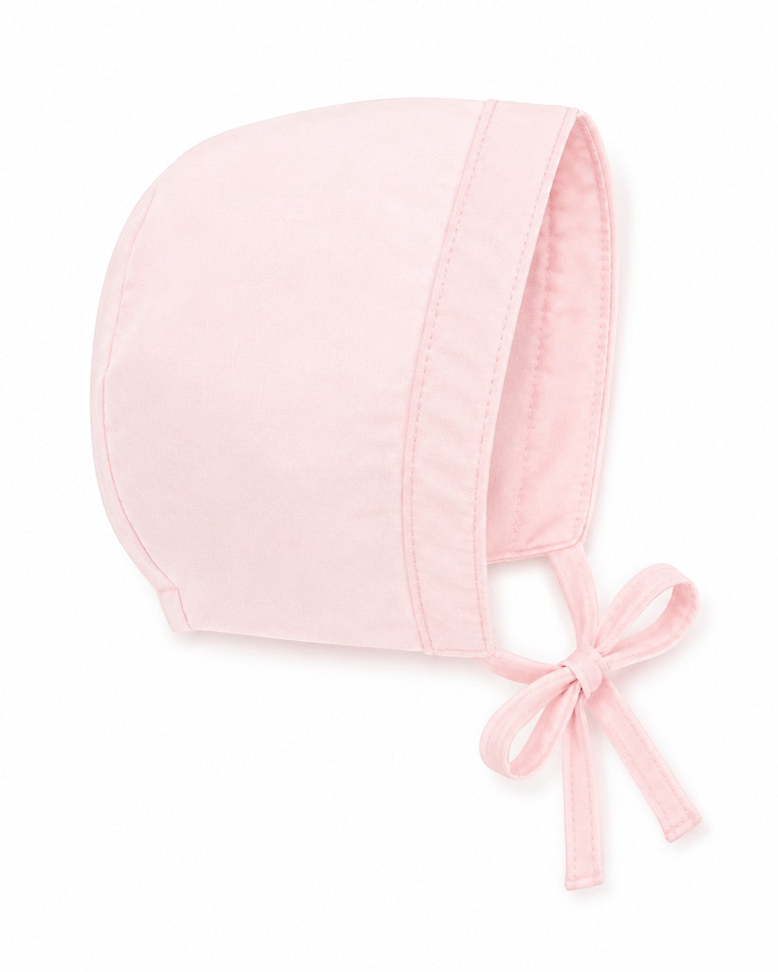 Carriage Boutique pink cotton baby christening bonnet with tie closure