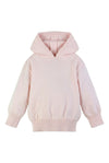 Carriage Boutique baby girl pastel pink cotton knit hooded sweater with ribbed cuffs and hem