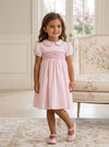 Hand Smocked Elegant Taffeta Toddler Girl Dress