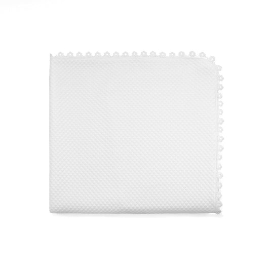 Carriage Boutique off-white quilted baby christening blanket with delicate lace trim edge