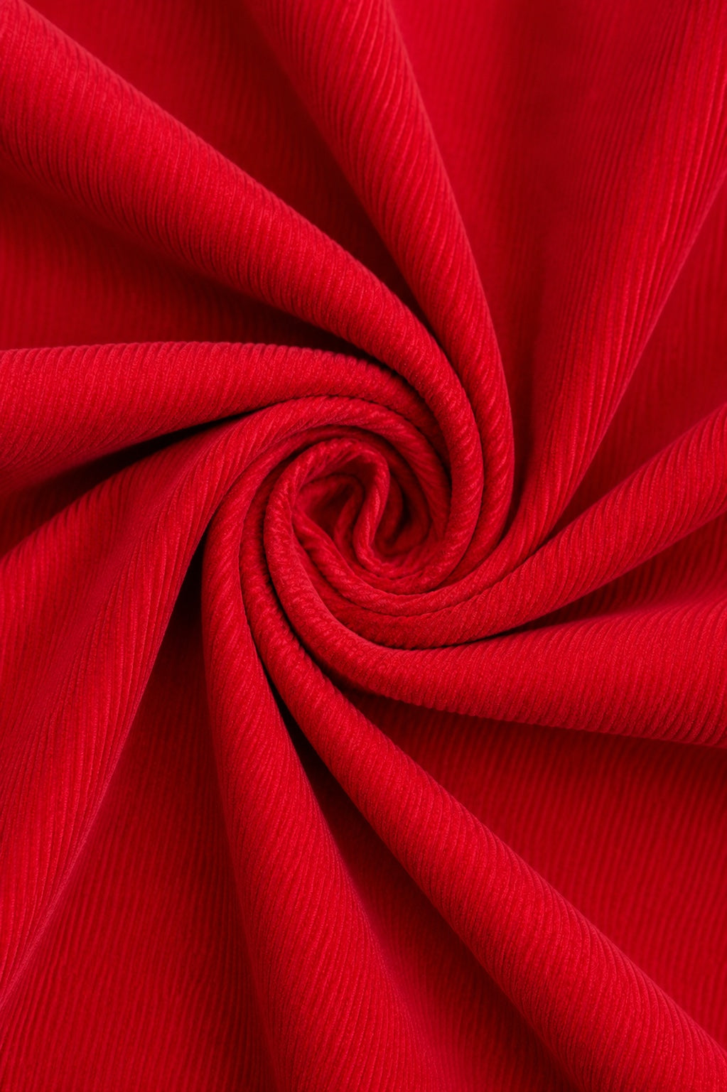 Carriage Boutique red corduroy fabric with a soft texture and fine ribbed detail for a toddler holiday dress
