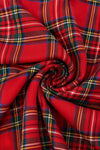 Carriage Boutique red plaid knit fabric with green, yellow, and white accents for a toddler and youth girl dress