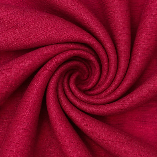 Carriage Boutique red poly silk fabric with a subtle textured weave shown in a close-up swirl pattern.