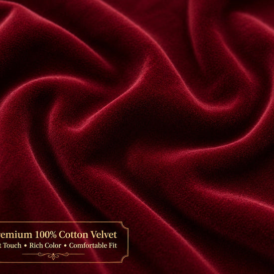Carriage Boutique red velvet cotton fabric texture with soft touch and rich colour for baby clothing