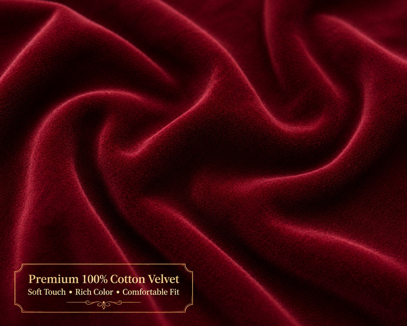 Carriage Boutique red velvet cotton fabric texture with soft touch and rich colour for baby clothing