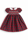 Smocked Diamond Red Plaid Toddler Girl Dress
