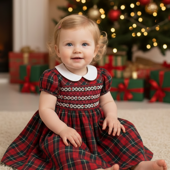 red plaid infant dress Red Plaid Christmas Gown for Baby Girl, Christmas Photoshoot Costume, Short Puffy Sleeve, Tutu Toddler Dress, Flannel Baby Dress