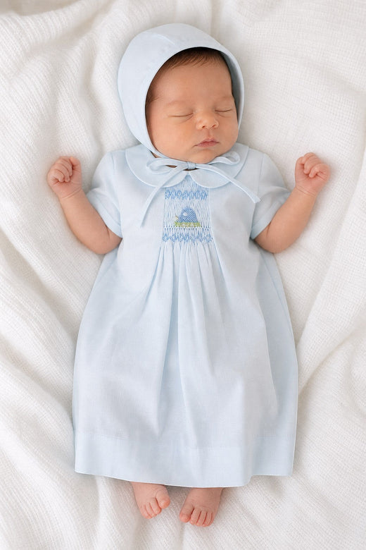 Baby Girl Light Blue Long Sleeve Dress – Carriage Boutique