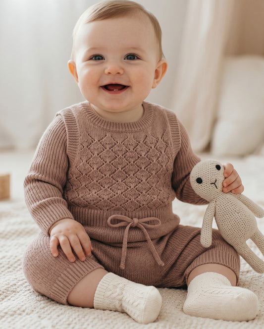 Carriage Boutique white cotton blend ankle socks with diamond pattern and ribbed cuff for baby girls.