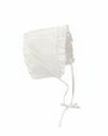 Carriage Boutique white cotton baby bonnet with ruffled trim and tie closure for a classic look.