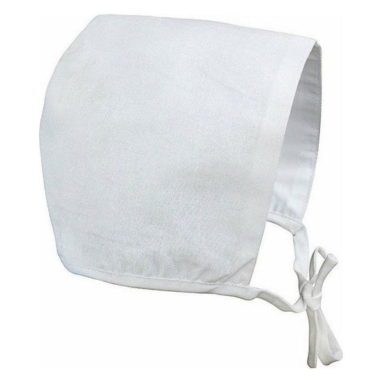 Carriage Boutique white baby bonnet with tie closure for a classic and elegant look