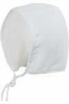 Carriage Boutique white baby christening bonnet with soft fabric and tie closure for baptism ceremonies